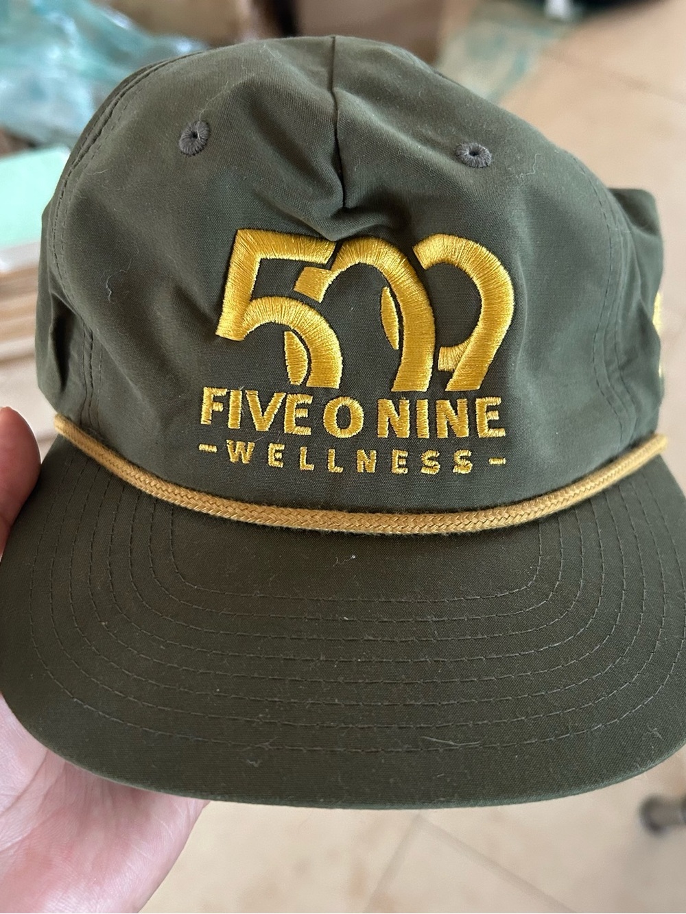 509 wellness rope hat Olive & Gold Baseball Cap #96